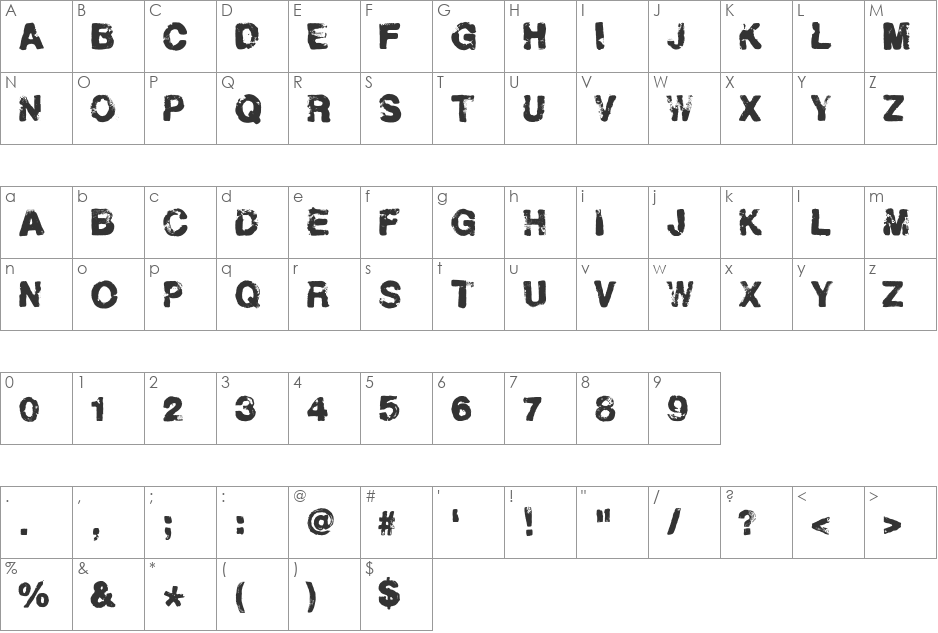 Helveticrap font character map preview