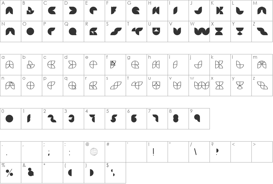 HEMISphere GRF font character map preview
