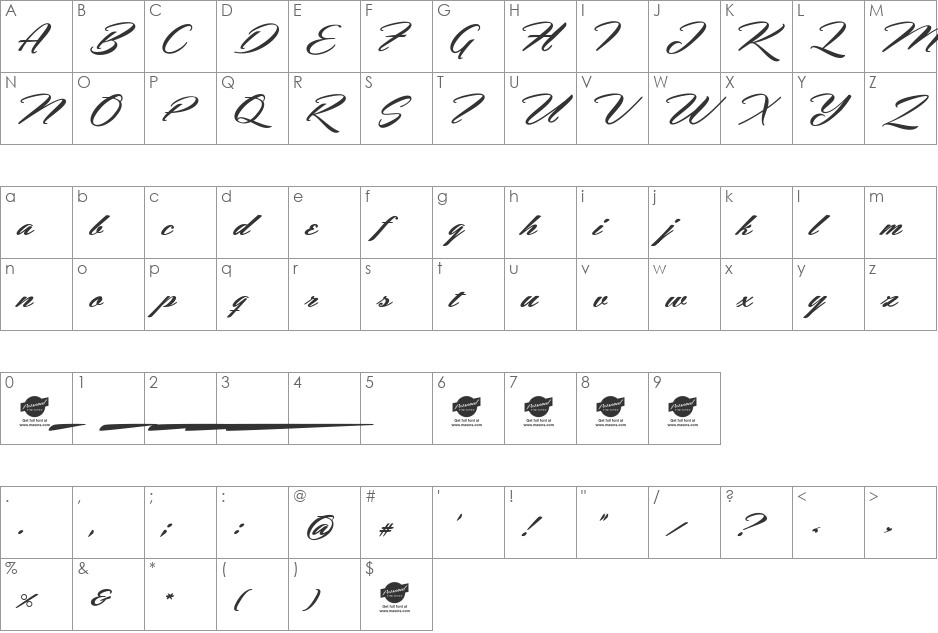 Hemmet Personal Use Only font character map preview