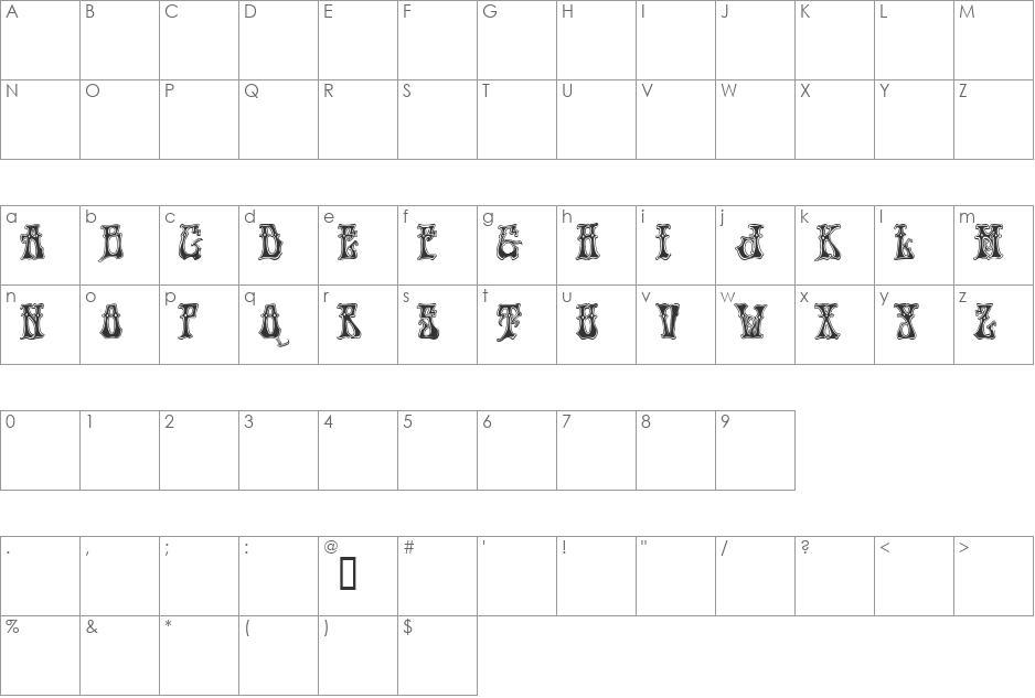 Hendrix Demo font character map preview