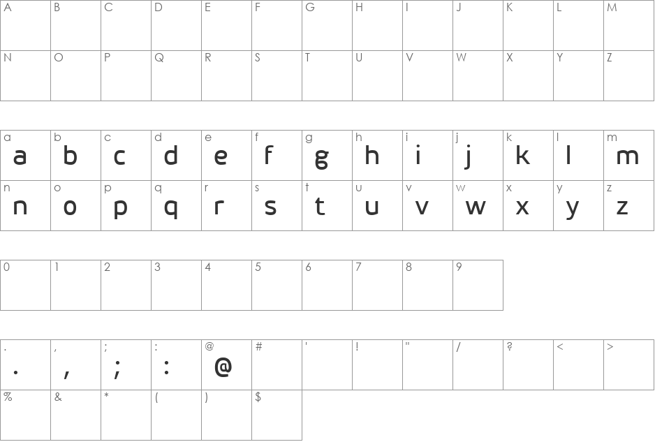 henorias font character map preview