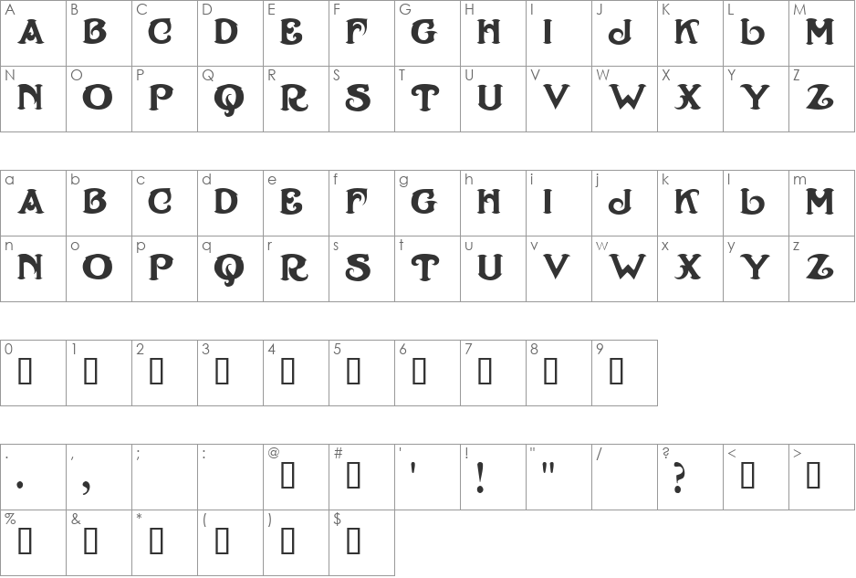 Henry Morgan font character map preview