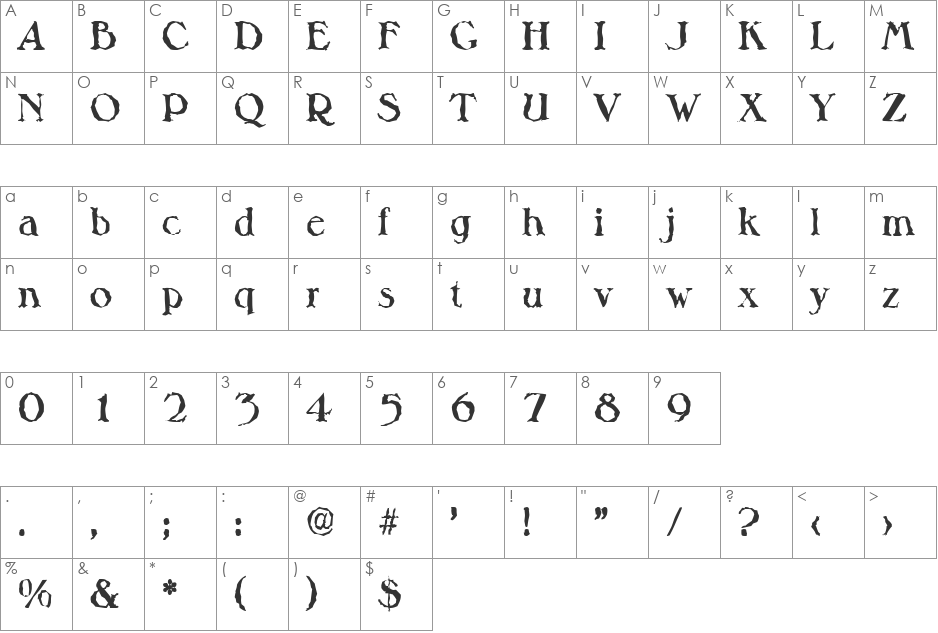HenryBeckerRandom font character map preview