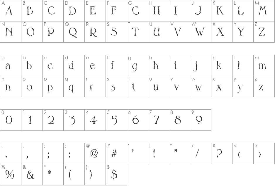 HenryBeckerRandom-Light font character map preview