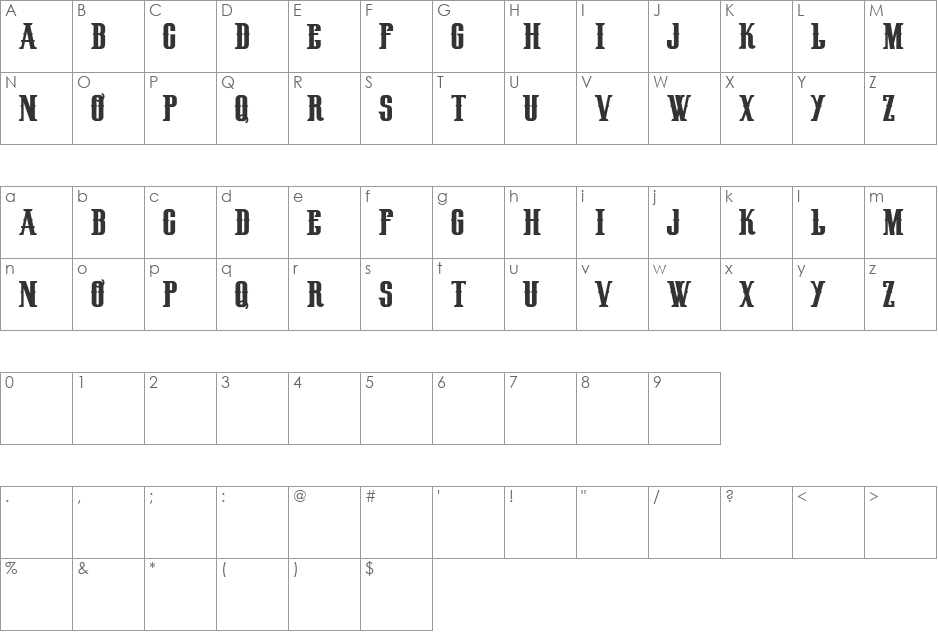 HenryRodeoCircus_demo font character map preview