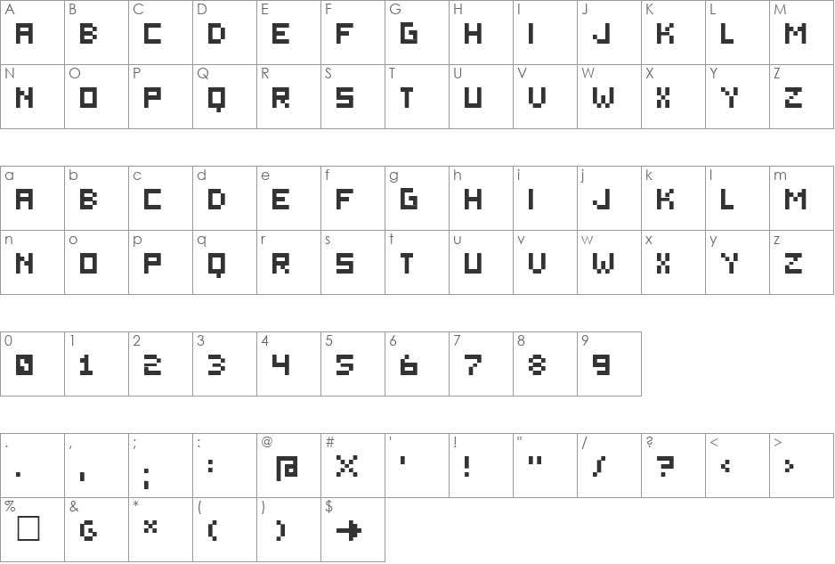 Hensi-00 font character map preview