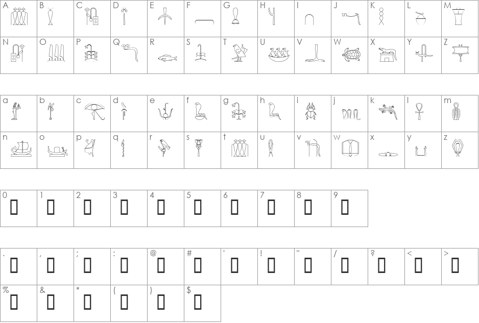 HepshutDings font character map preview