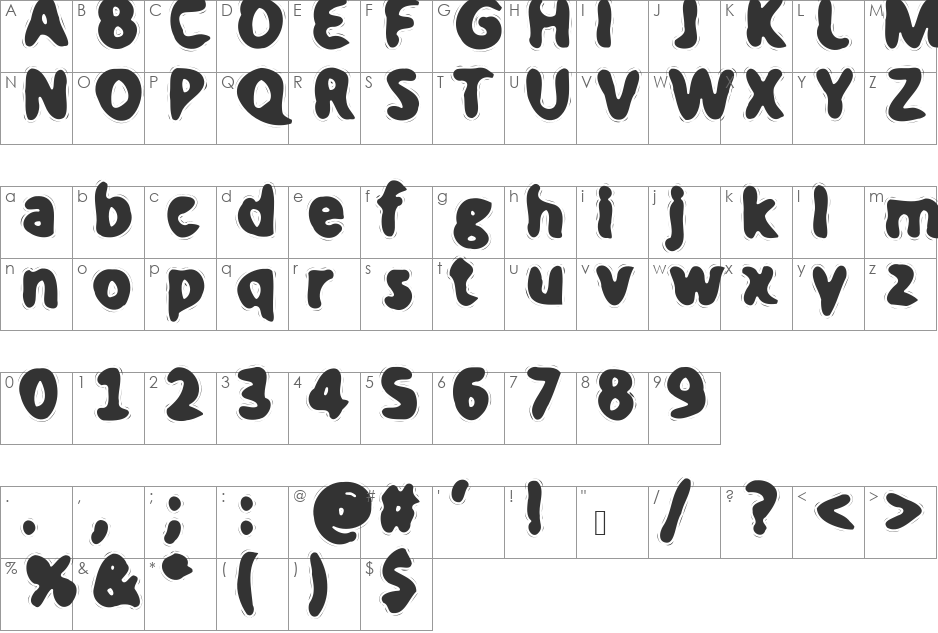 Her Pin Code Is 0-0-0-0 Bold font character map preview