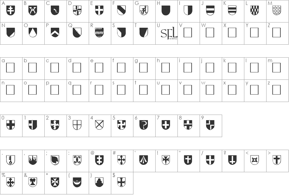 Herald font character map preview