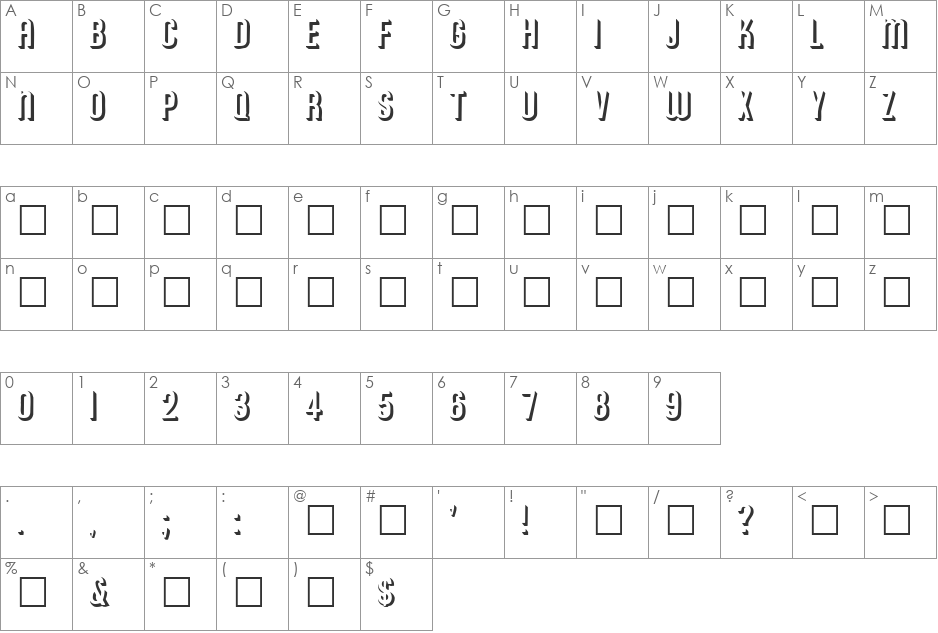 Archer font character map preview