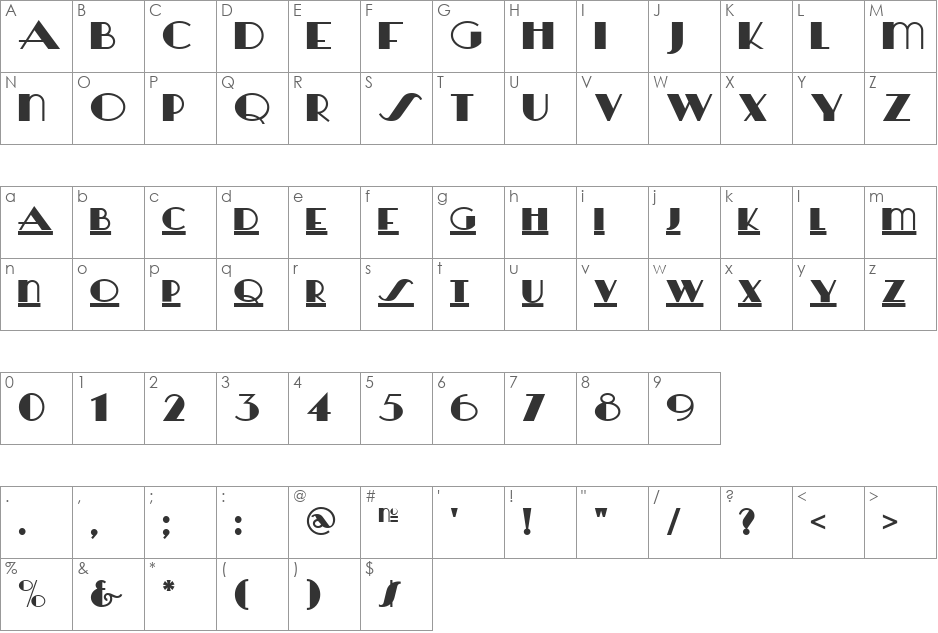 Herald Square NF font character map preview