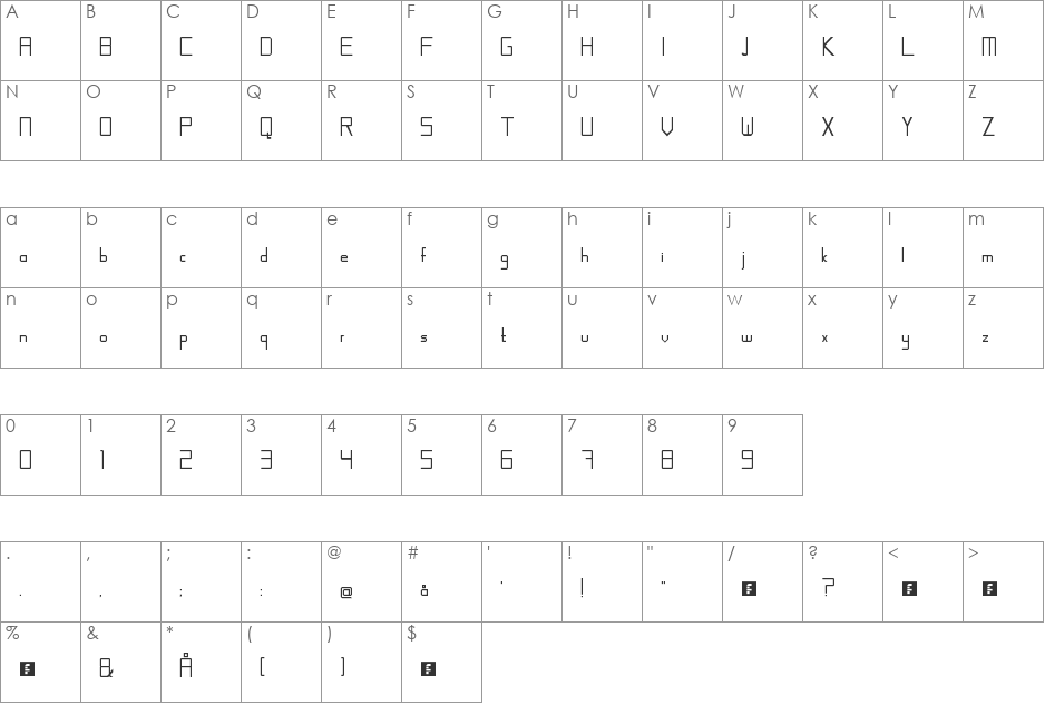 HerccFont font character map preview