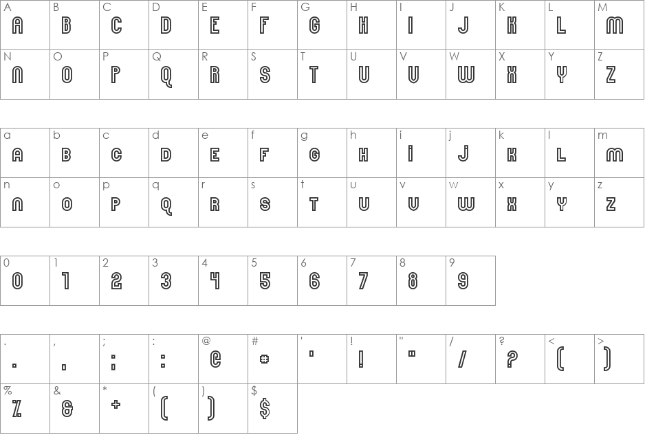 Here & Not Found font character map preview