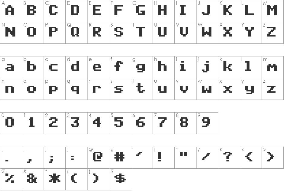 Here Lies MECC font character map preview