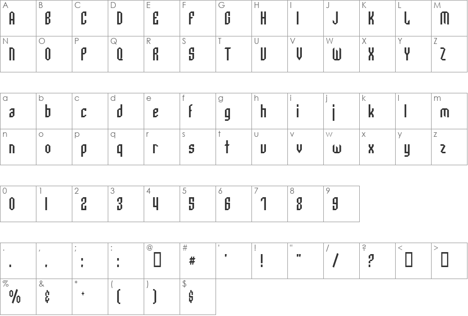 Archery Black font character map preview