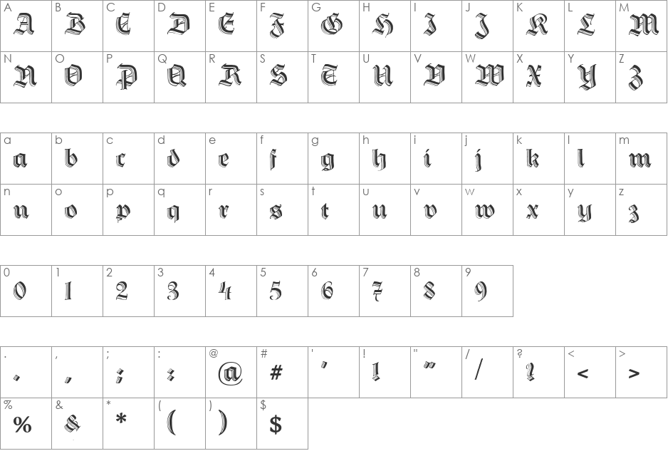 Hermann-Gotisch-UNZ1L font character map preview
