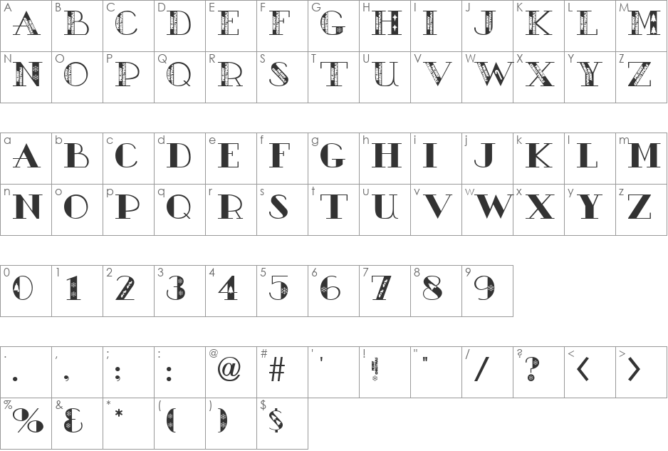 AC1-Christmas font character map preview