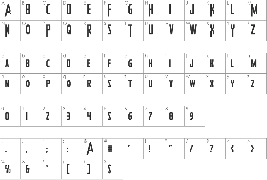 Heroes Assemble font character map preview