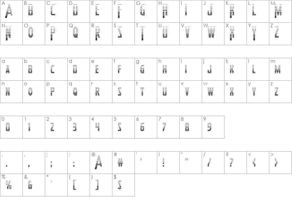 Heroes Assemble Gradient font character map preview