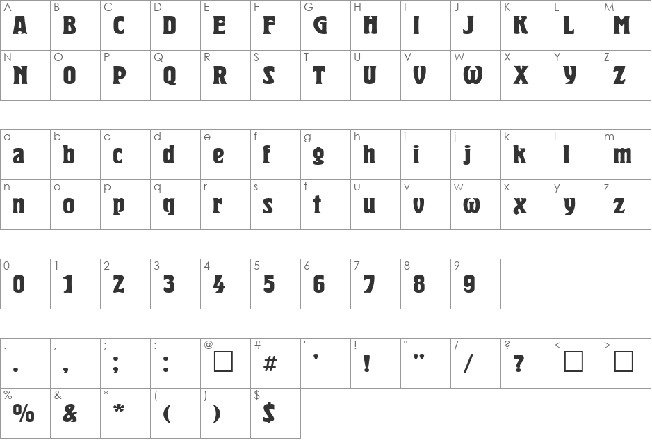 HeroldCTT font character map preview