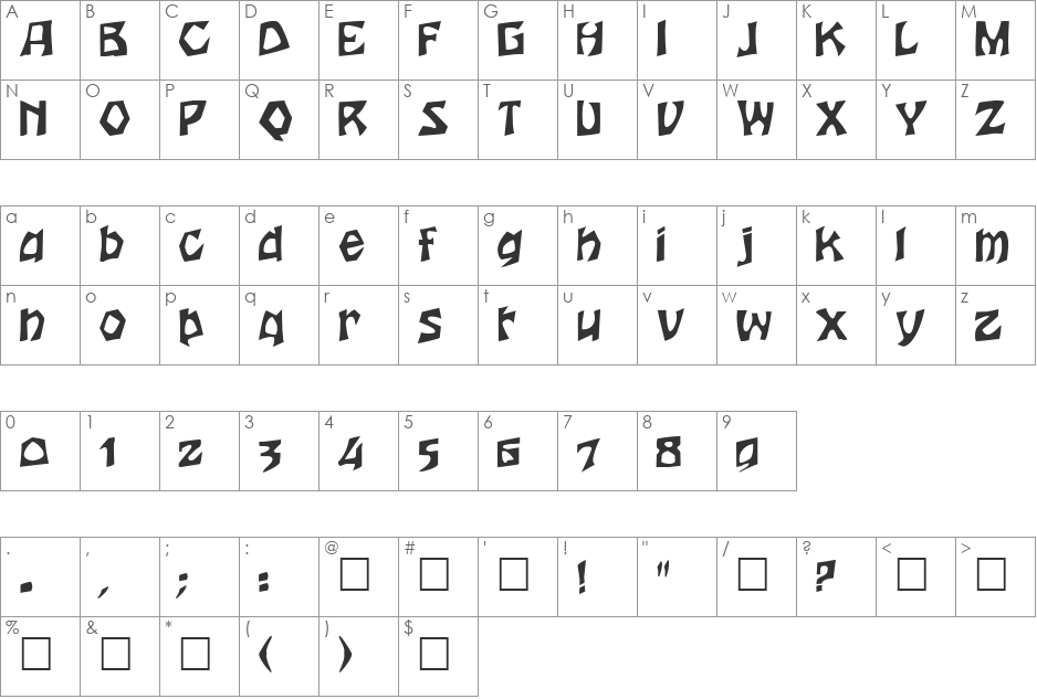 HERTHA font character map preview