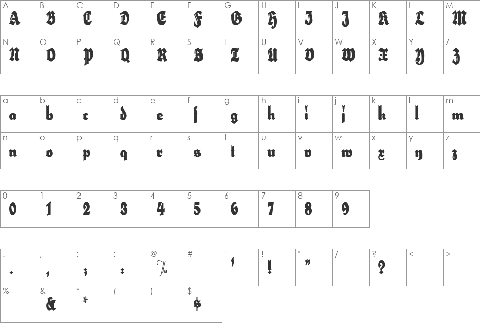 HerzogVonGraf font character map preview