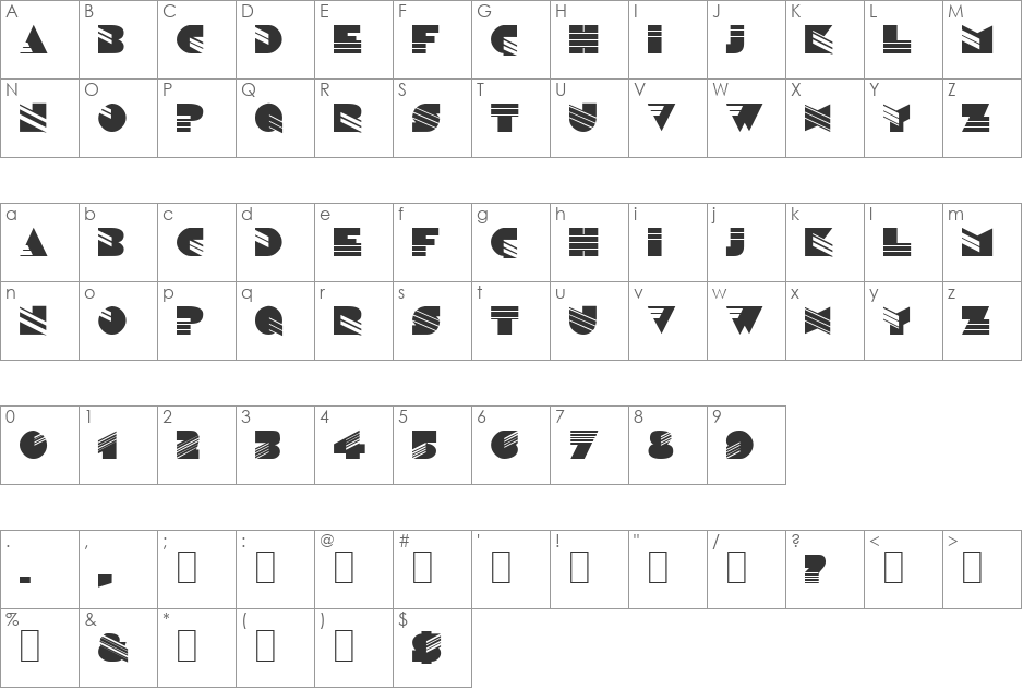 HesitateCaps font character map preview