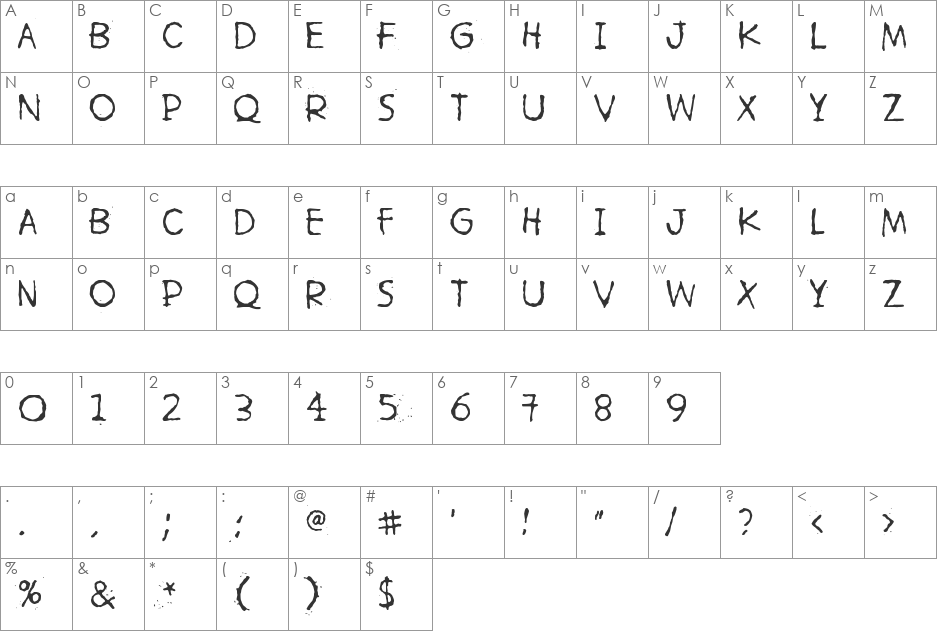 Hetkea Myohemmin font character map preview