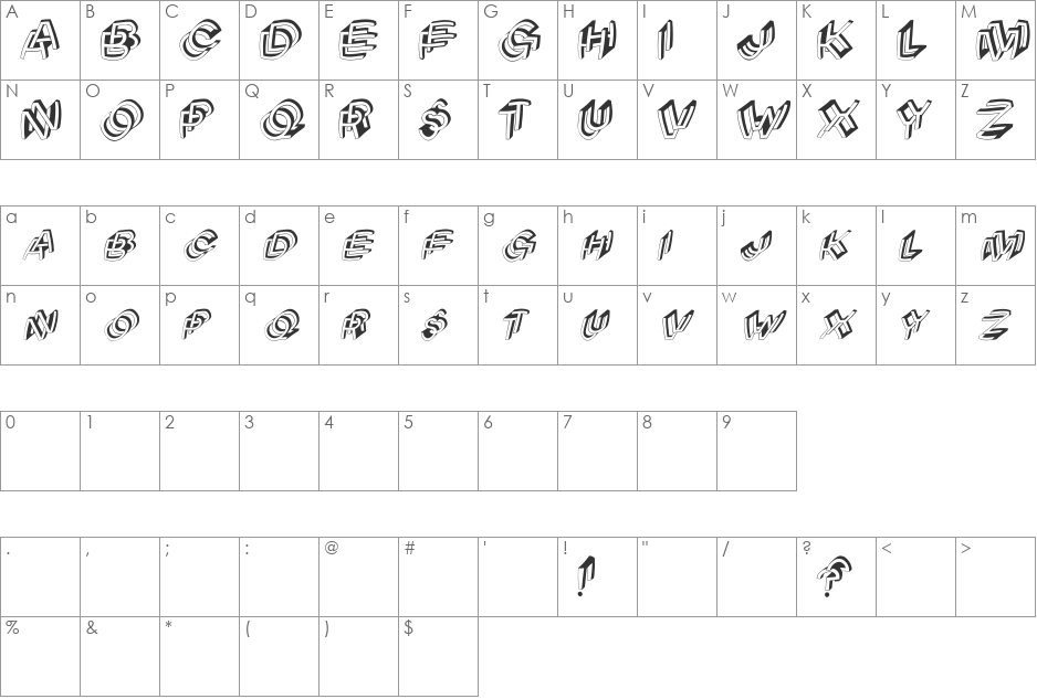 ArchiBetaWindy font character map preview