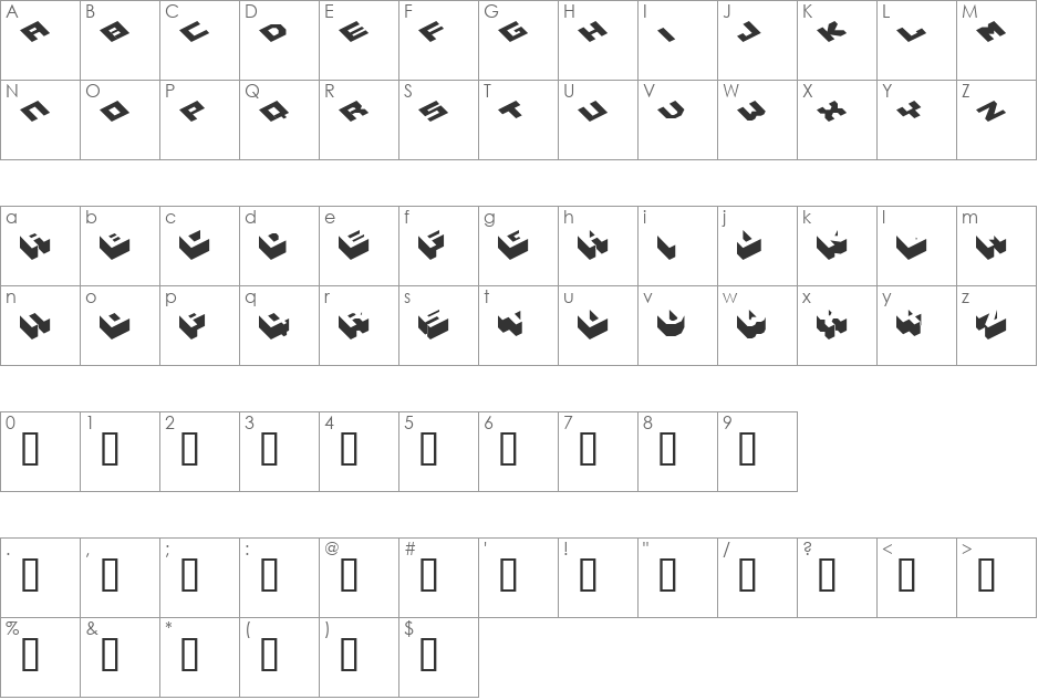 Hexagon font character map preview