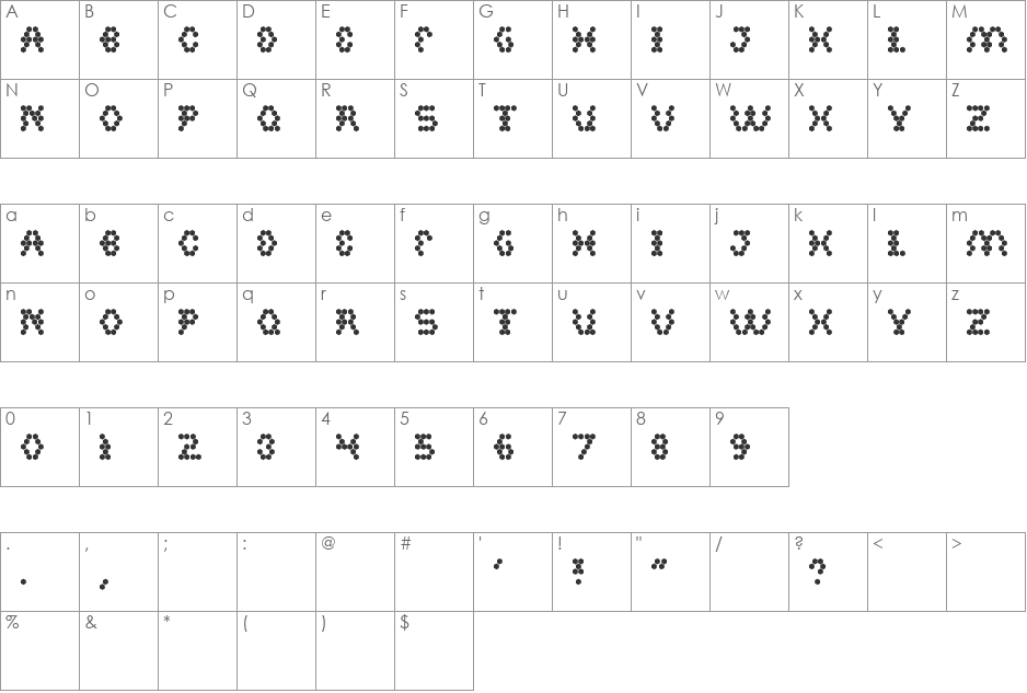 HEXAGONAL font character map preview