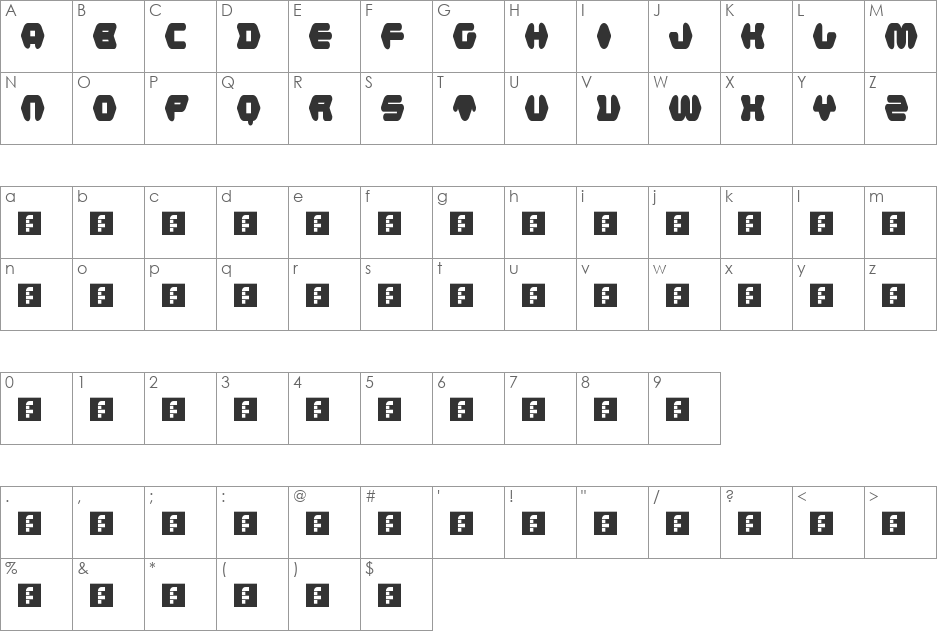 hexastruct font character map preview