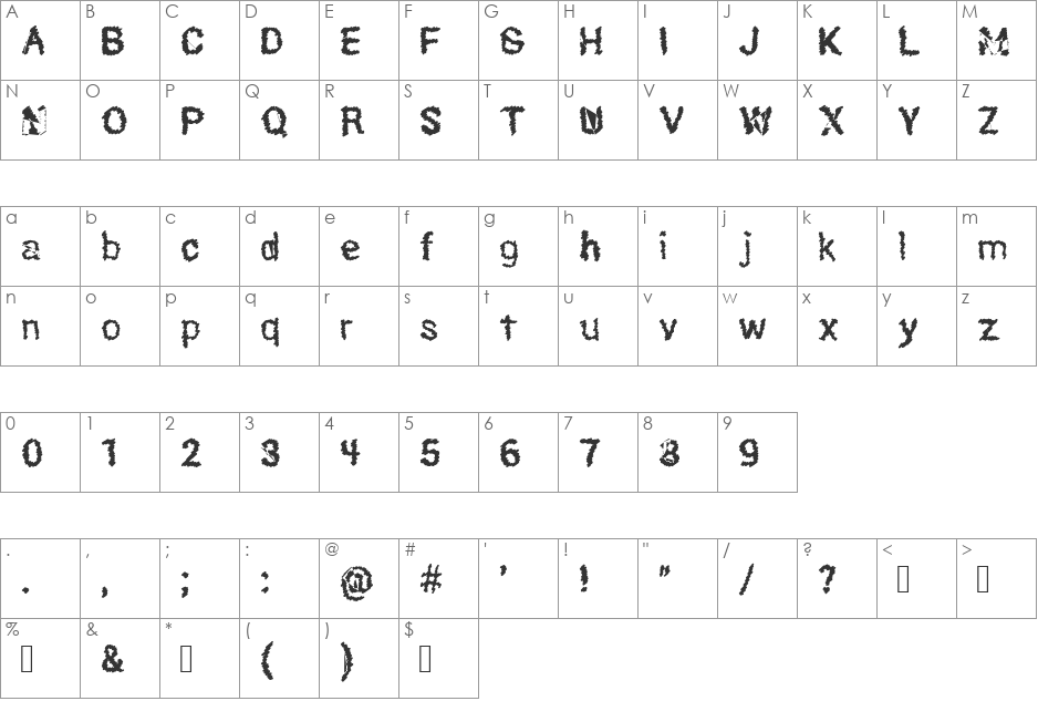 HEXOTO font character map preview