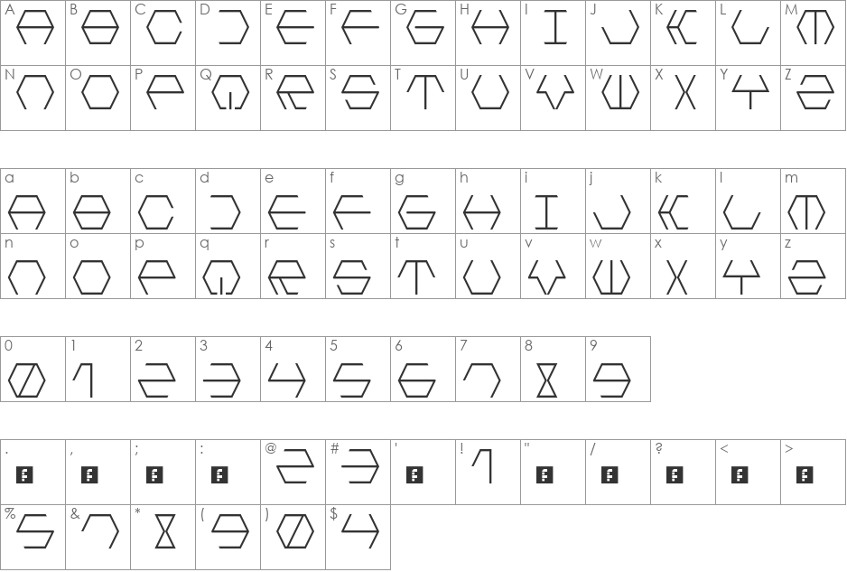 Hextremum LDR font character map preview