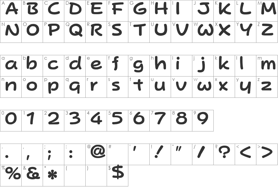 Hey Gorgeous font character map preview