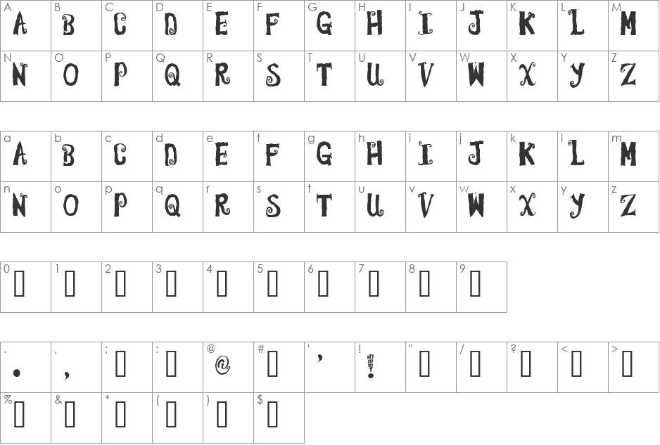 Hey Its Red font character map preview