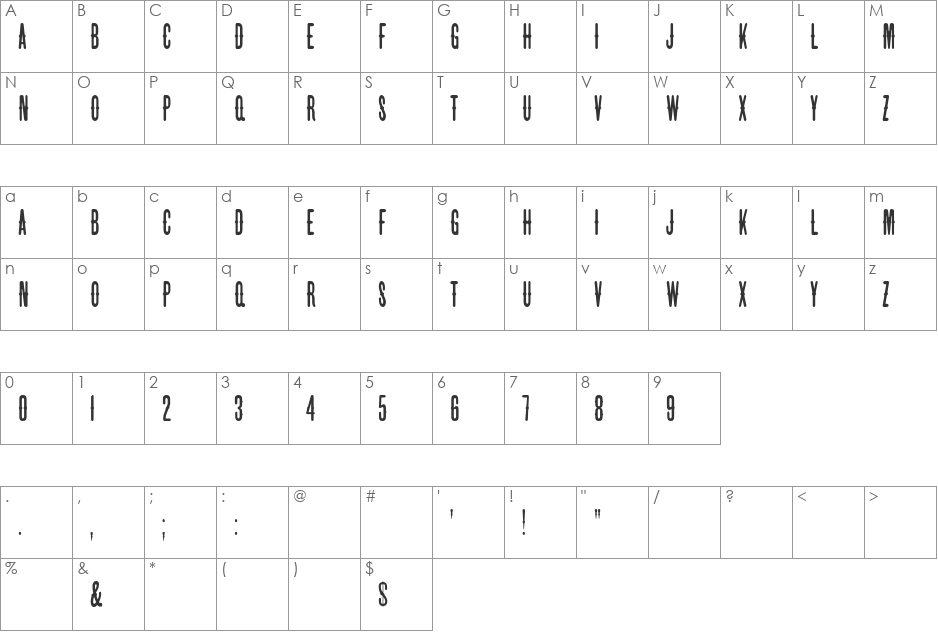 HFF Beer Van font character map preview