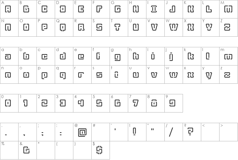 ArchiLogo font character map preview