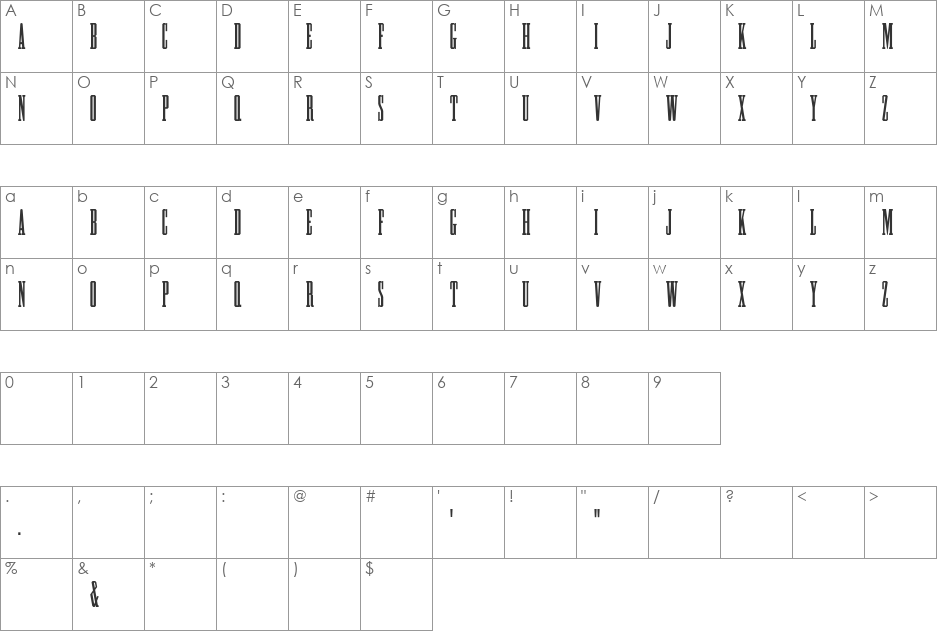 HFF Greek ExCon font character map preview