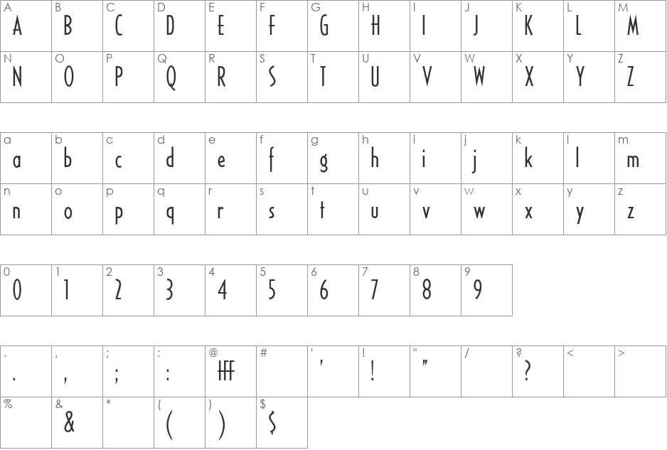 HFF Ice Bergman font character map preview