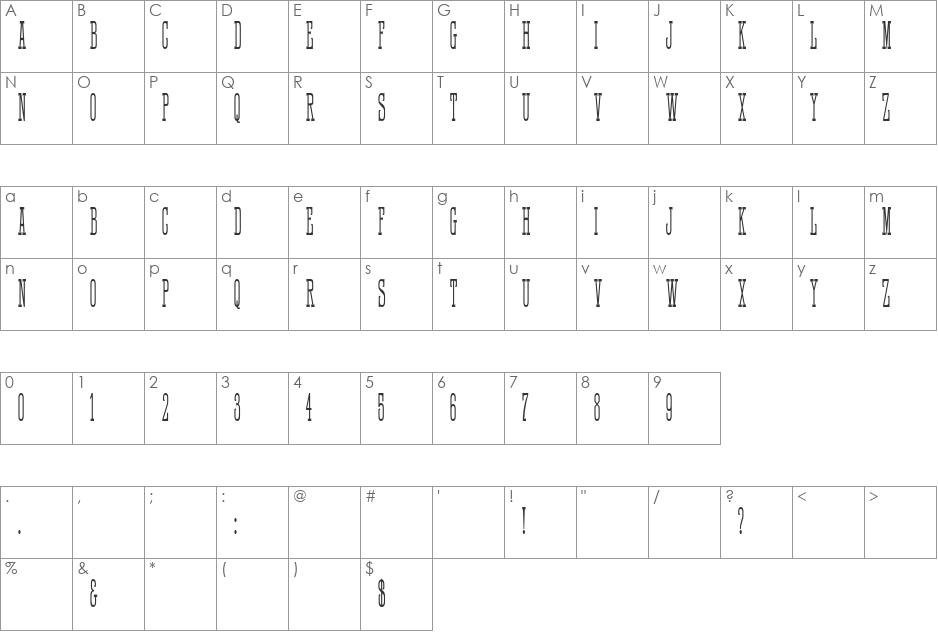 HFF Quick Draw font character map preview
