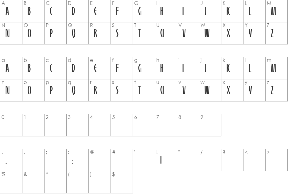 HFF Sultan of Swat font character map preview