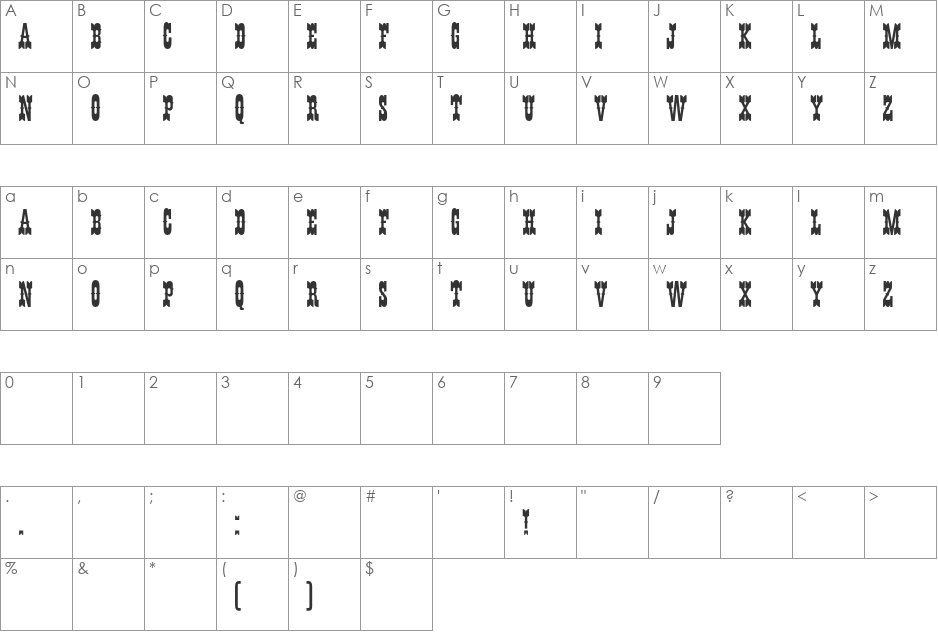 HFF Young Wanna font character map preview