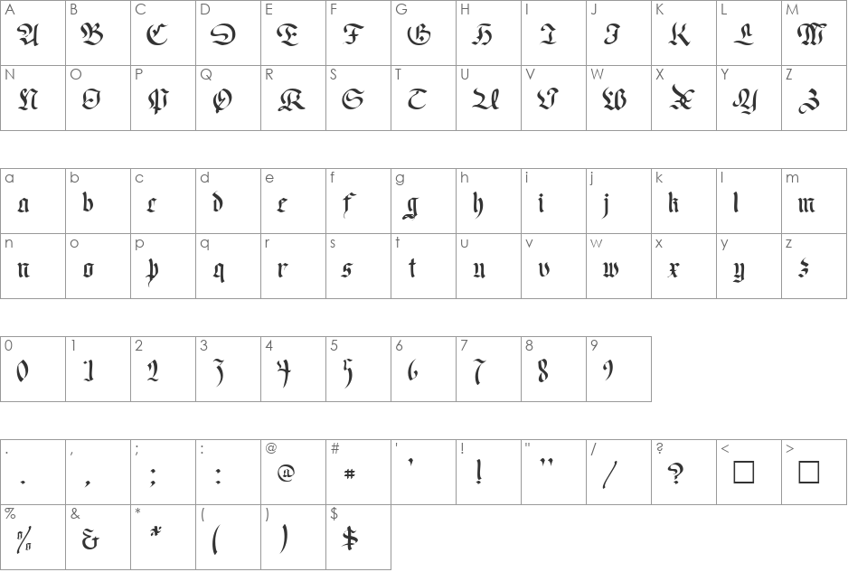 Hibiscus font character map preview