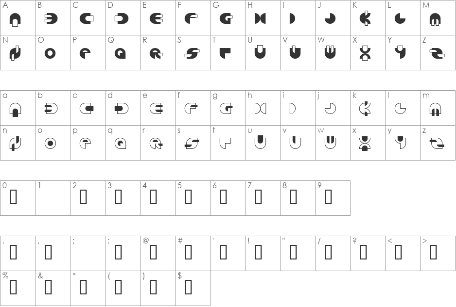 HierArc font character map preview