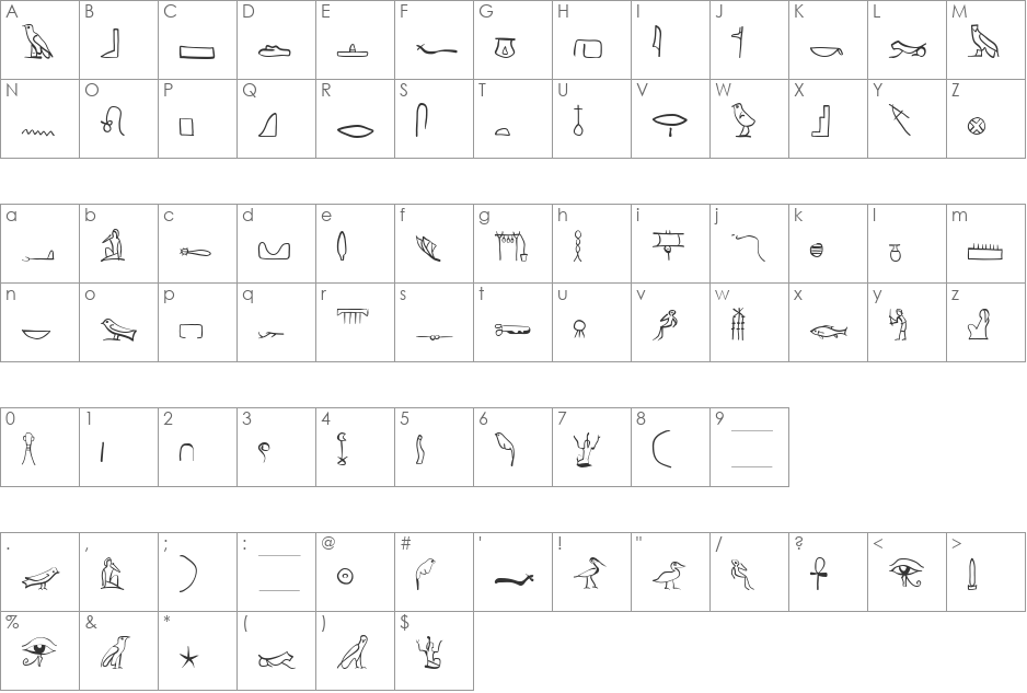 HierobatsSketches font character map preview