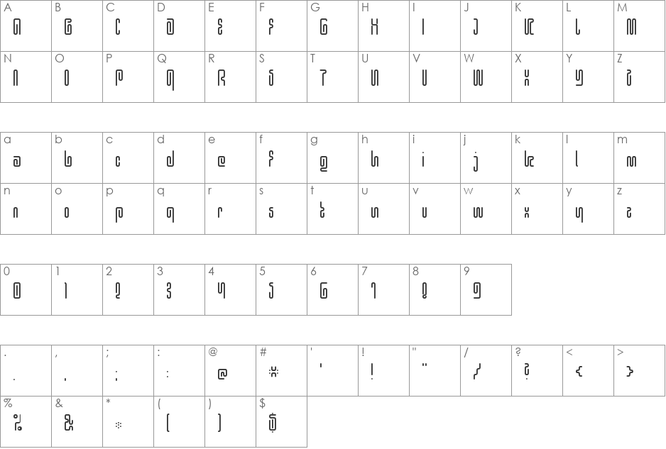 Hieroglyphic font character map preview