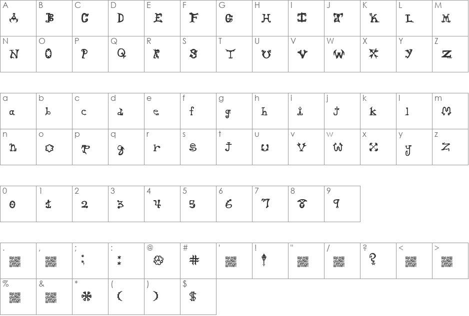 HieroglyphLicks font character map preview