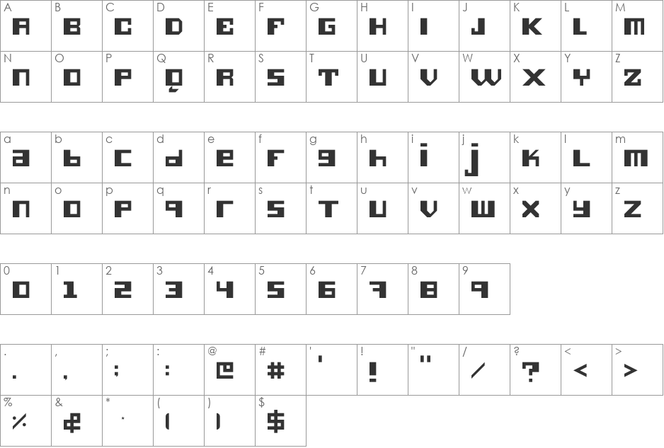 Hieronimus font character map preview