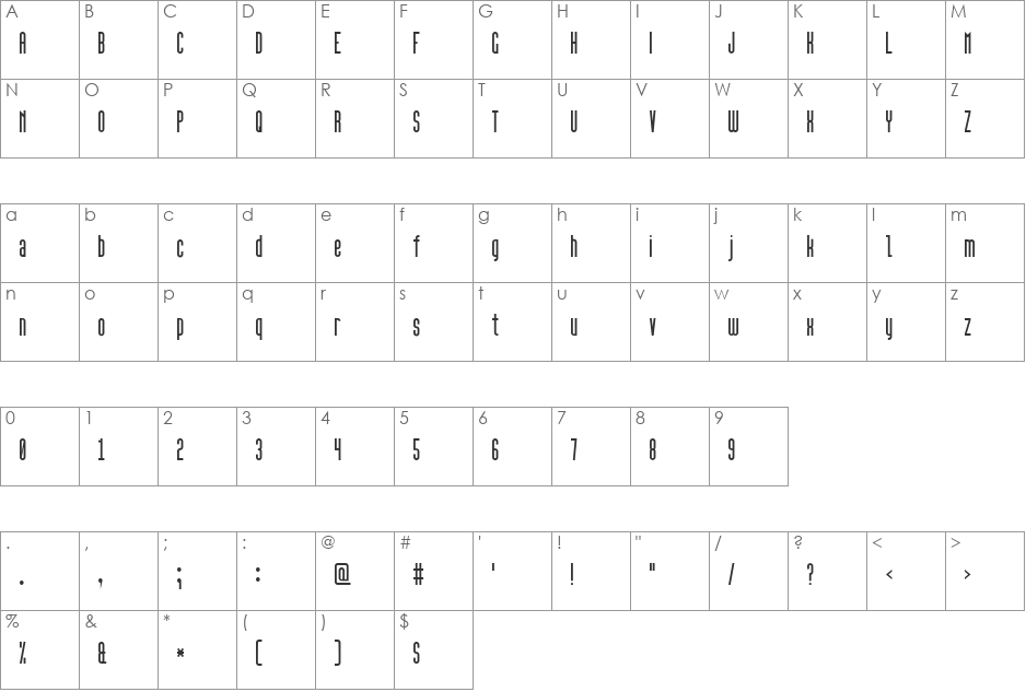 High Sans Serif 7 font character map preview